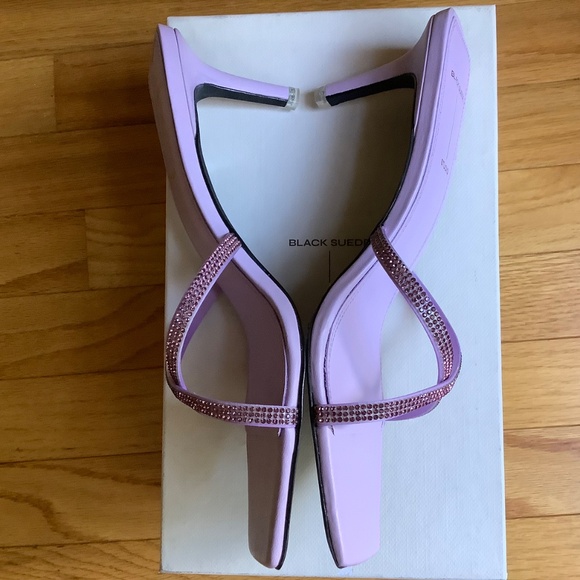 Black Suede Studio Ari Metallic Stiletto Slide Sandal Lavender Crystal SZ EU 40 - Picture 7 of 14